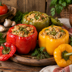 Pildīta paprika ar vistas gaļu